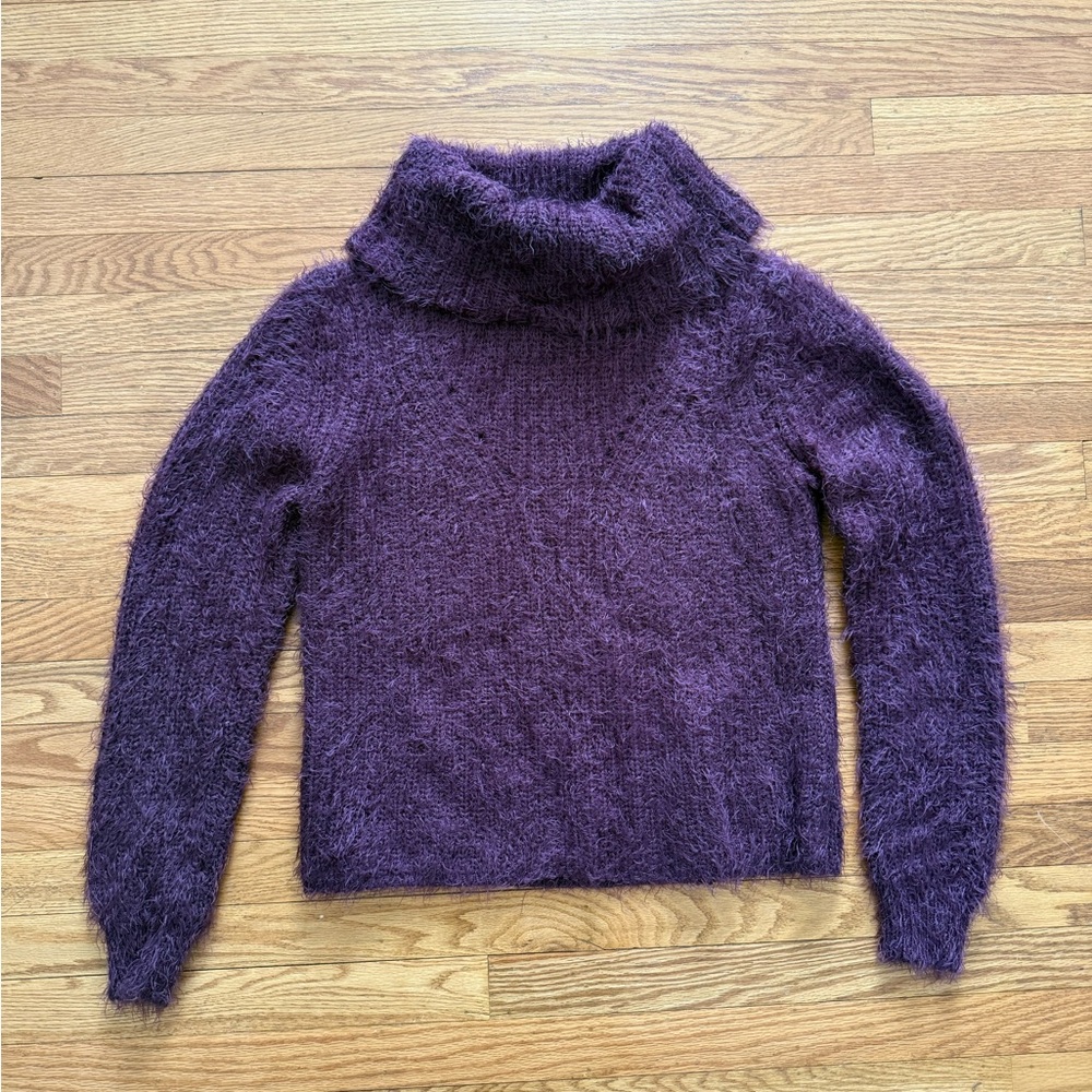 Charlotte Russe Fuzzy Purple/Maroon Turtleneck Sweater